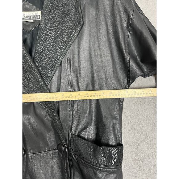 Vintage Roberta Di Castelli Leather Coat Womens Medium Long Mob Wife Matrix 90s - Picture 10 of 15